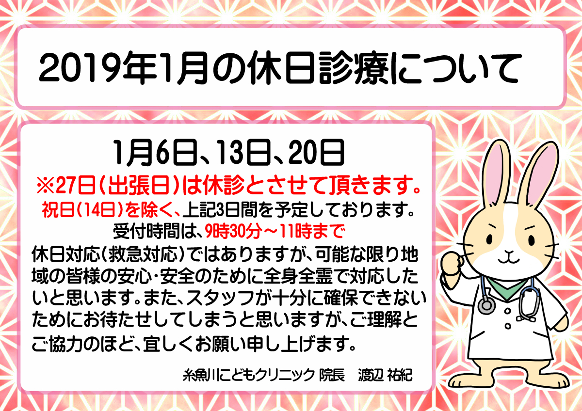 　『2019年1月の休日診療について』のお知らせ